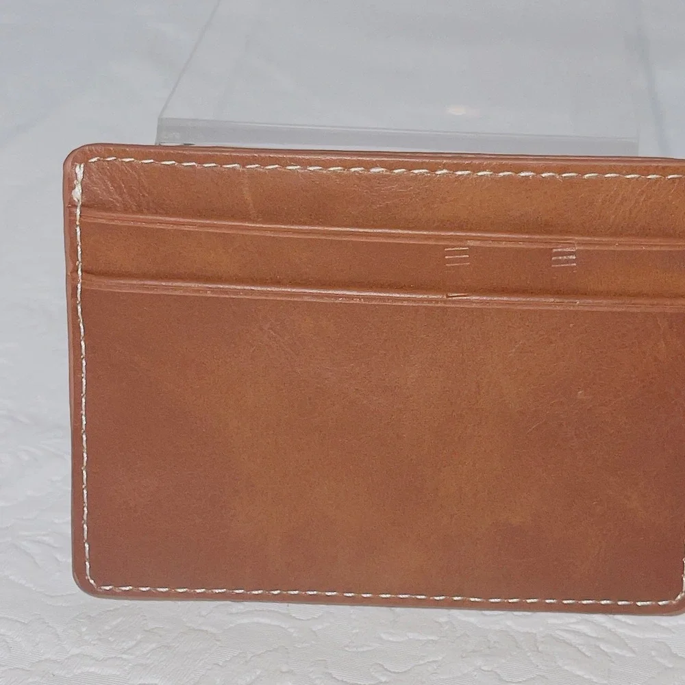 Bespoke Mens Card Holder Slim Wallet OS Brown Faux Leather Contrast Stitch